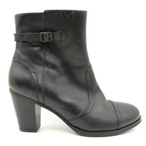 Sebago Ashton Black Leather Zip Up Block Heel Ankle Boots Shoes Women's 9.5 M